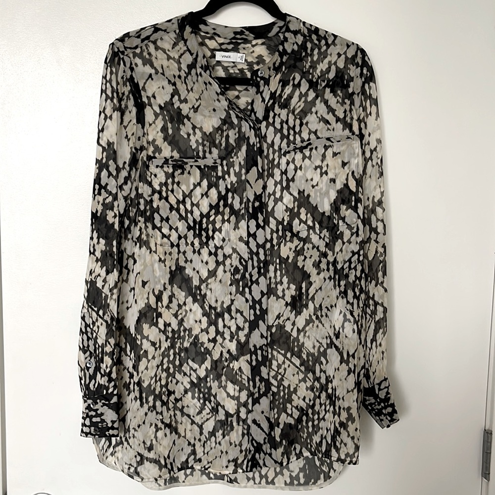 100% SILK VINCE BUTTON UP BLOUSE